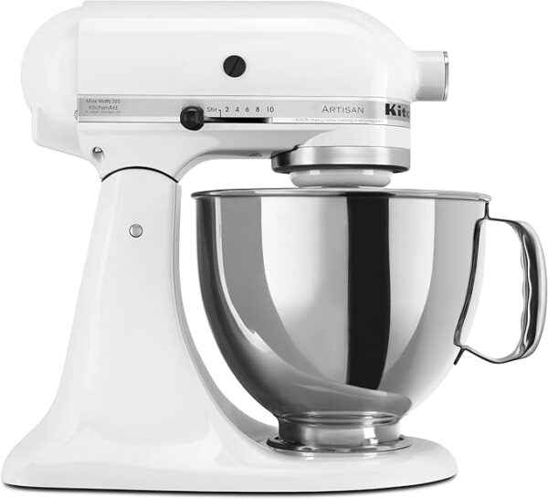 Limited time deal 22% off KitchenAid Artisan Series 5 Quart Tilt Head Stand Mixer with Pouring Shield KSM150PS, White