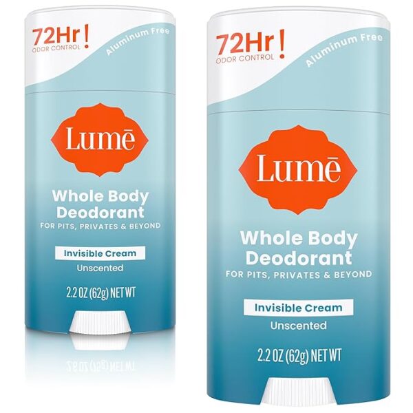Limited time deal 33% off Lume Whole Body Deodorant - Invisible Cream Stick - 72 Hour Odor Control - Aluminum Free