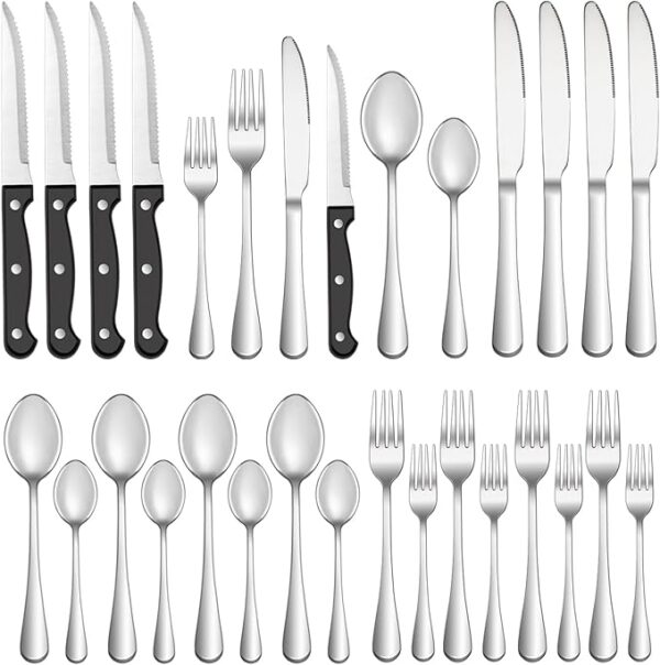 Limited time deals 10% off Stainless Steel Flatware Set,Mirror Polished Cutlery Utensil Set