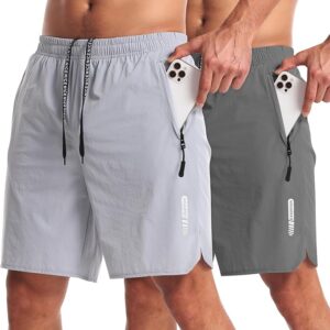 Limited time deals 11% off CANGHPGIN 2 Pack Mens Workout Athletic Shorts 7 inch