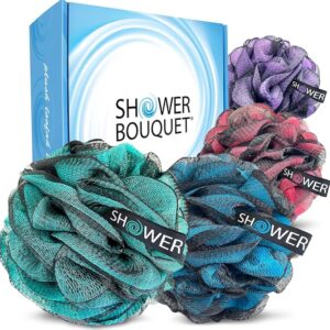 Limited time deal 49% off SHOWER BOUQUET Loofah-Charcoal Bath-Sponge XL-Color-4-Pack