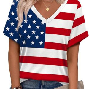 Limited time deals 15% off Alaroo Womens Summer Tops 2025 V Neck Short Sleeve Shirts