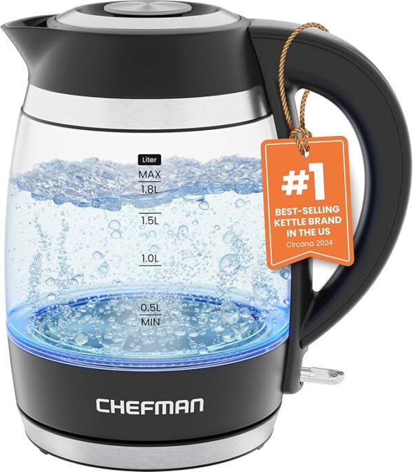 Limited time deal 15% off Chefman Electric Kettle, 1.8L 1500W, Hot Water Boiler