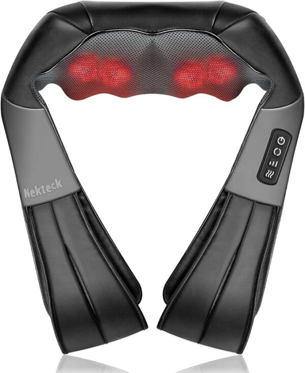 Limited time deal 33% off Nekteck Shiatsu Neck Massager for Pain Relief Deep Tissue with Heat