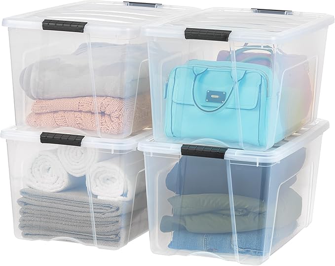 Limited time deal 11%off IRIS USA 72 Qt Stackable Plastic Storage Bins with Lids
