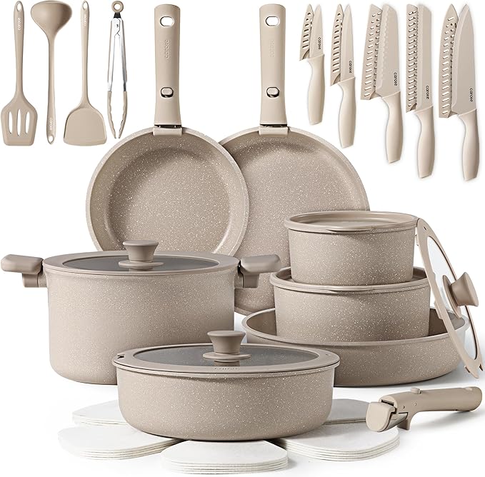 Limited time deal 57%off CAROTE 35pcs Pots and Pans Set Non Stick