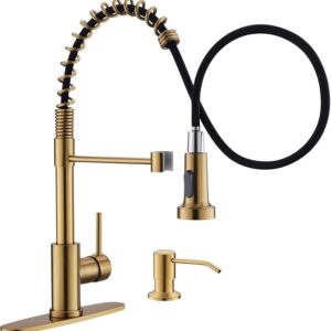 limited time deal 52% off GIMILI Brushed Gold Kitchen Faucet with Soap Dispenser